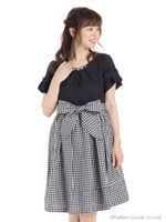ストライプギンガム裾スカラOP　2/コン
