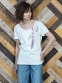 フロントカラフルフェザー Tシャツ/オフホワイト