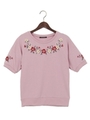 ミニ裏毛胸刺繍半袖/TOPS/オフホワイト