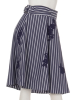 レース×ストライプフレアスカート(追加生産/ネイビー)/サックス