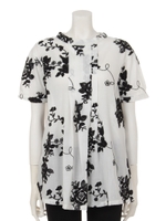 花柄刺繍4分袖チュニック/オフホワイト