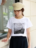 転写風プリントTシャツ/オフ