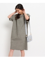 綿麻プチ千鳥ワンピース/サンドベージュ(253)