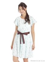 シャドーチェック花柄プリントOP　2/アイボリー