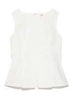 ノーカラーペプラムブラウス/WHT