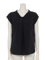 テンセルナイロンVネックブラウス/ネイビー