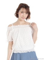 オフショルダー袖リボンBL/サックス