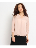 スキッパーとろみブラウス/ピンク系(076)