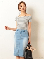 デニムタイトスリットスカート/ブルー