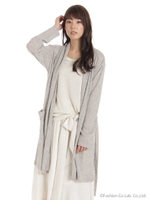 麻ポリ カーディガン+タンクトップSet/ベージュ