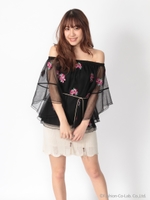 チュール刺繍チュニック/オフホワイト