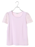 ・スカラップレーススリーブプルオーバー/ライトピンク