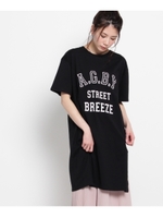 サイドスリットロゴワンピース/ブラック(019)