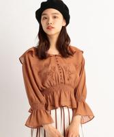 ビーズ刺繍シフォンブラウス