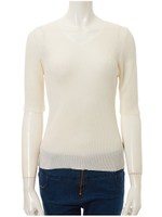 Vネックシンプルリブニット/ダスティーピンク