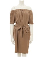 ギャザーオフショルワンピース/ベージュ
