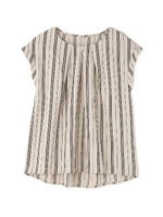 リネンライクストライプブラウス/ベージュ×クロストライプ2(042)