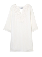 【O】レースネックカフタンワンピース/WHITE