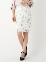 花柄プリントレーススカート/ライトブルー