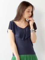 〓☆JC CU/C ラッフル Vネック プルオーバー/NAVY