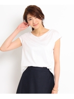 （洗える）バックレースフレンチスリーブトップス/ホワイト(001)