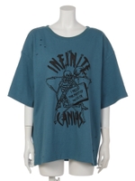BONE STARダメージTシャツ/ブルー