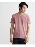 【速乾】ベーシックVネックカットソー/レッド千鳥(163)