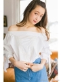 刺繍オフショルブラウス/white