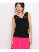 カップ付きレースタンクトップ/パープル系(080)