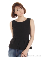 ぺプラムノースリーブブラウス/ピンク