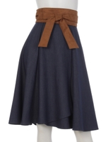 ベルト付カラー巻きスカート(追加生産/ネイビー)/ネイビー