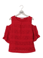 レース肩あきTOPS/レッド