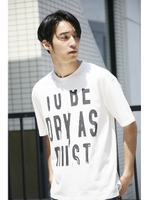 【AZUL by moussy】フロントかすれプリントクルーネック半袖T/WHT