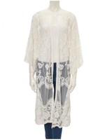 フラワー刺繍ロングガウン/ホワイト