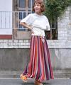 マルチストライプロングスカート