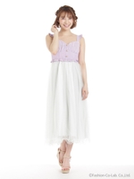 シェル刺繍マキシワンピース/パープル