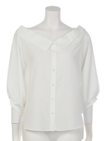 無地前後2WAYオフショル風ブラウス/オフホワイト