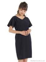 Vネックコクーンワンピ/ネイビー