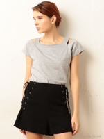 レースアップショートパンツ/カーキ