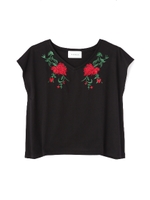 《BLANCHIC》カラーエンブロイダリーTシャツ/ブラック(010)