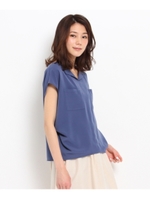 ボタン付きスキッパーブラウス/オフホワイト(003)