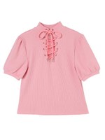 レースアップトップス/ピンク