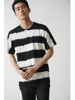 【AZUL by moussy】タイダイボーダークルーネック半袖プルオーバー/柄RED