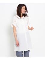 バックタックシャツチュニック/ホワイト系(002)