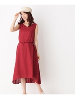 バックリボンイレヘムワンピース/ワインレッド(063)
