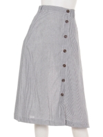 アシメフロントボタンロングSK/柄BLU