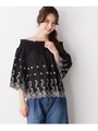 スカラップ刺繍オフショルブラウス/ブラック(019)