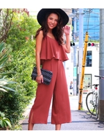 【chille anap】ジョーゼットオールインワン/BK