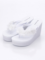 フラワーウェッジビーチサンダル/BLACK