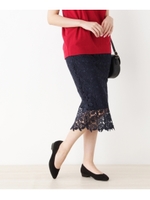 ミディ丈レースタイトスカート/ネイビー(093)